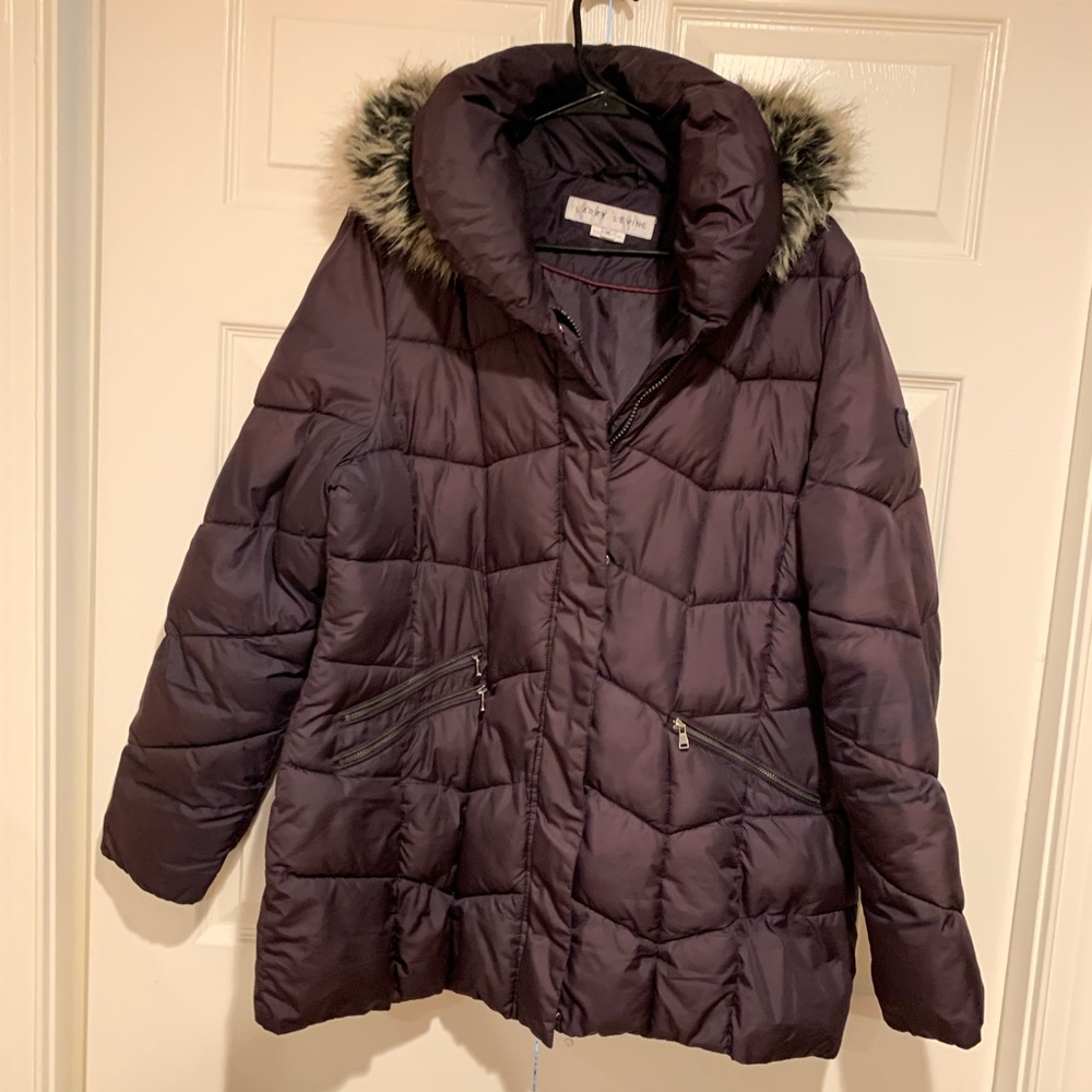 Woman’s wine colored parka with detachable hood